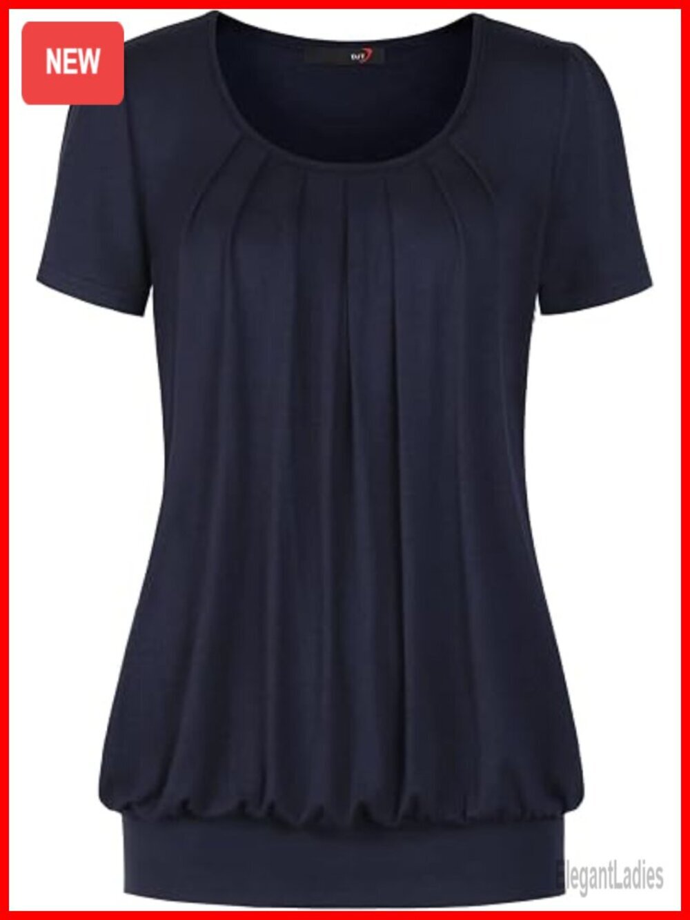 Short Sleeve Pleated Front Dressy Casual Blouse T Shirt